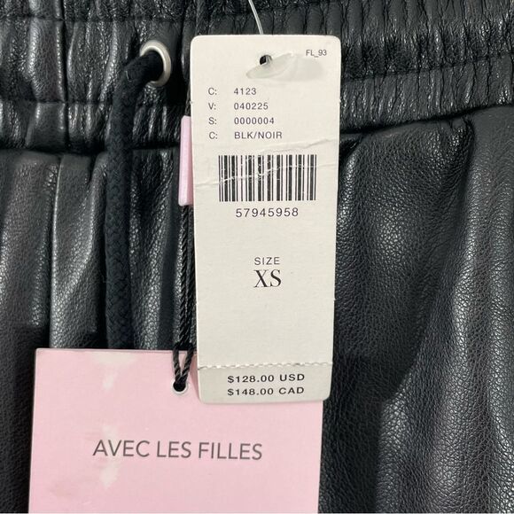 NWT Avec Les Filles Anthropologie Black Vegan Faux Leather Jogger Pants Size XS - Picture 9 of 13